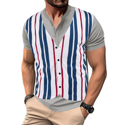 Herren Kurzarm-Shirt Modern Gestreift Trendig
