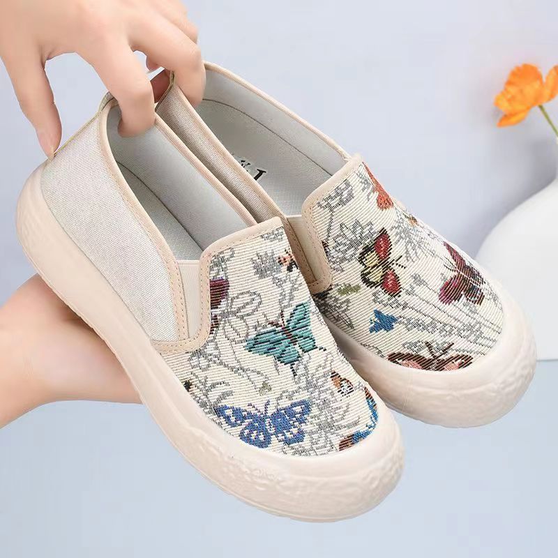 Bunte Damen Slip-On Schuhe Schmetterlingsmuster
