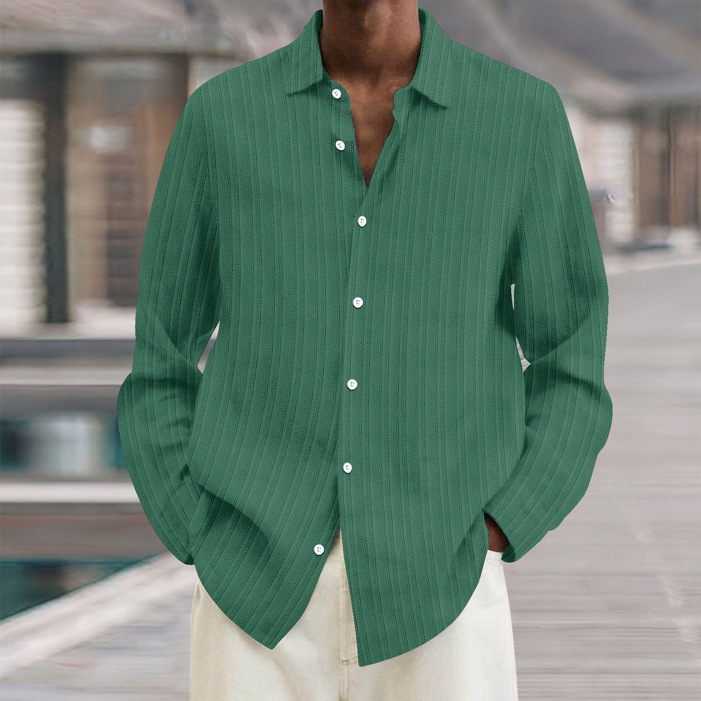 Herren Hemd Slim Fit Streifenmuster Lässig