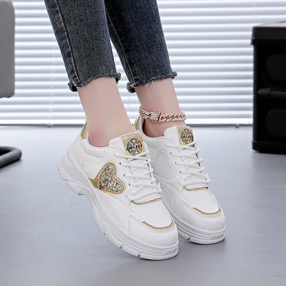 Damen Sneaker Sportlich Glitzerndes Herz Detail