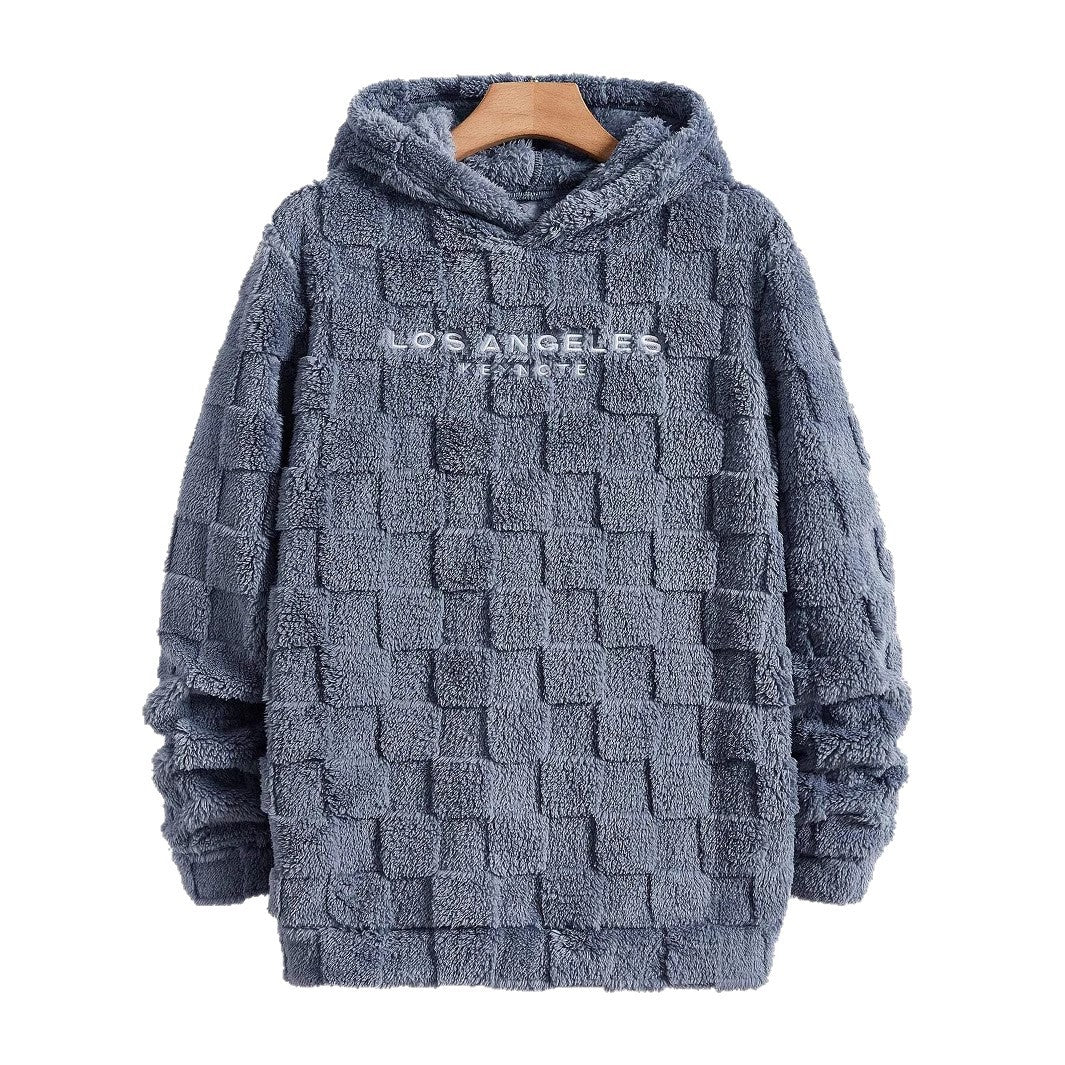 Herren Fleece Pullover Kapuzenpullover Waffelmuster Warm