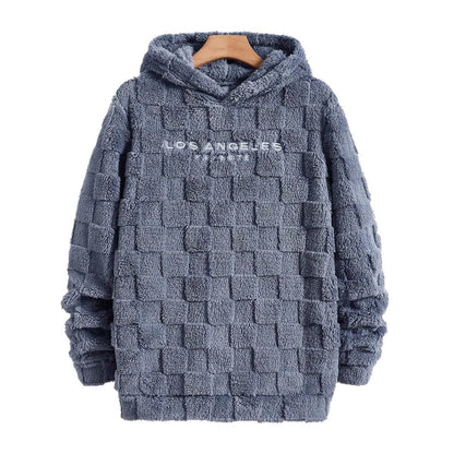 Herren Fleece Pullover Kapuzenpullover Waffelmuster Warm