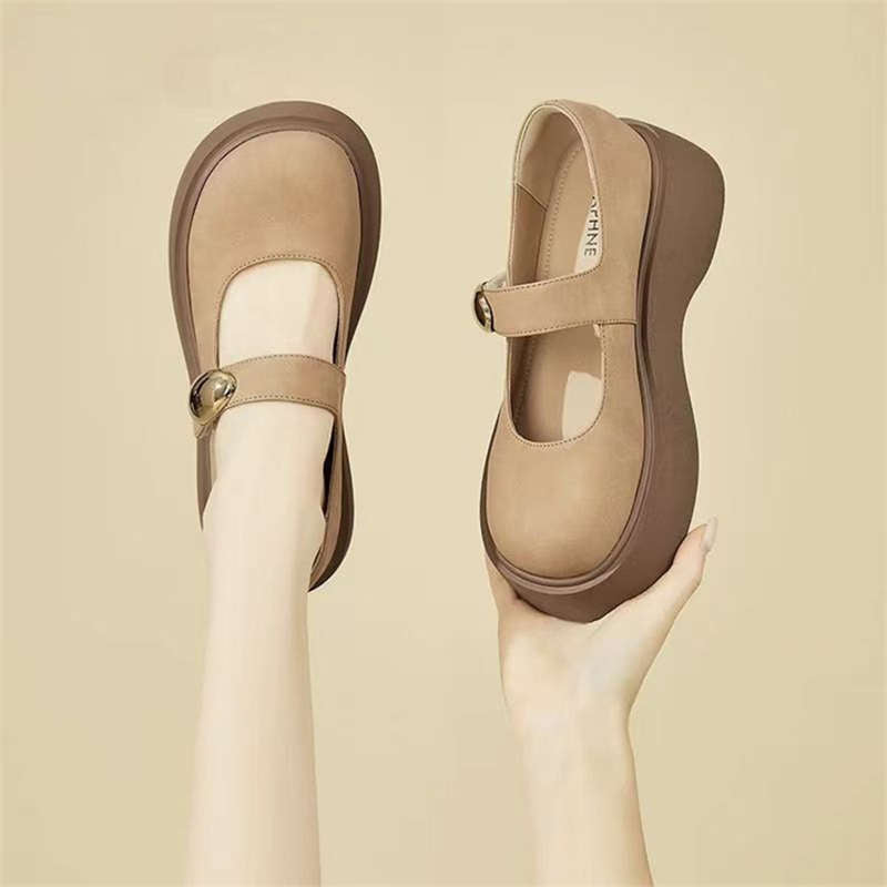 Damen Plateau Ballerinas Elegant Schnalle Modisch Hoch