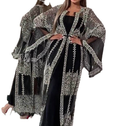 Elegantes Abendkleid Damen Spitze Pailletten Glitzernd