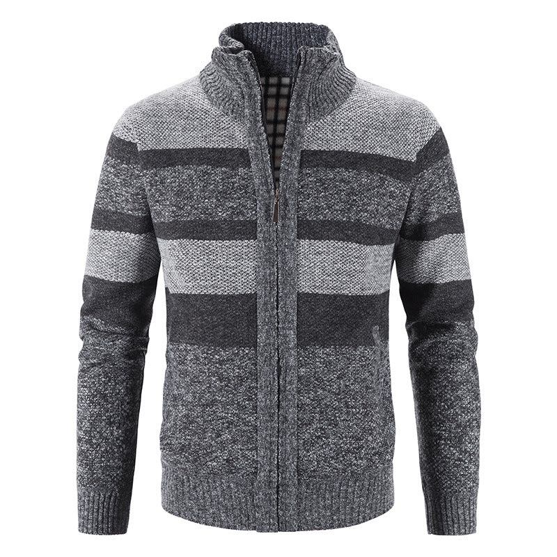 Herren Strickjacke Modern Stehkragen Reißverschluss