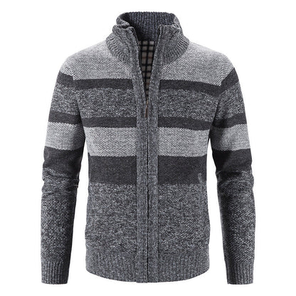 Herren Strickjacke Modern Stehkragen Reißverschluss