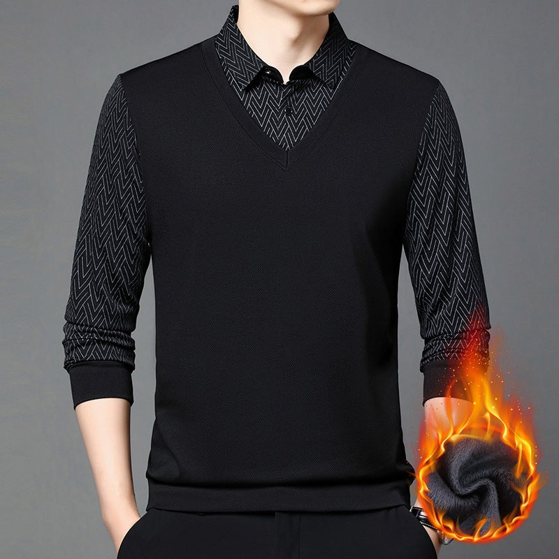 Herren Langarmshirt Modern Strukturiert Feuchtigkeitsregulierend
