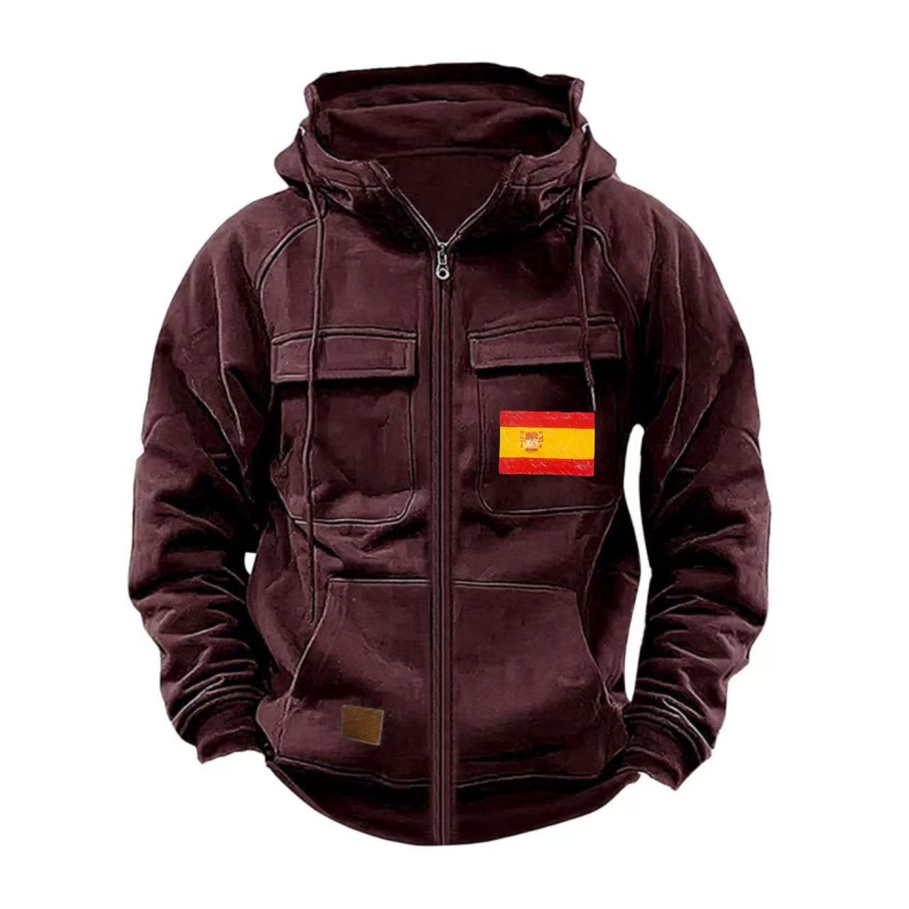 Herren Outdoorjacke Funktionstaschen Praktisch Reißverschluss