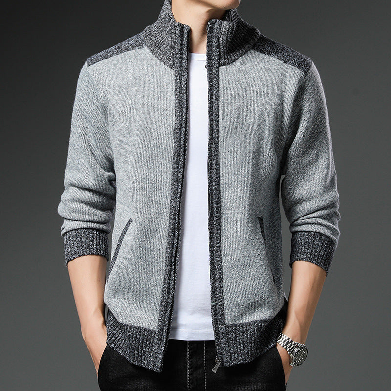 Herren Strickjacke Hochkragen Praktisch Mit Taschen
