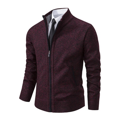 Herren Strickjacke Elegant Reißverschluss Kragen