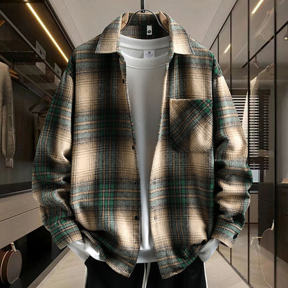 Herren Karo Shirtjacke Modern Sportlich