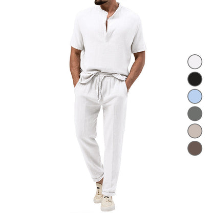 Herren Zweiteiler Outfit Kurzes Top Elastische Hose Casual - BerlinGlamour
