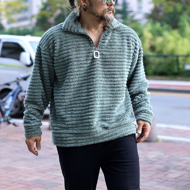 Herren Fleece-Pullover Weich mit Reißverschluss Strukturiert