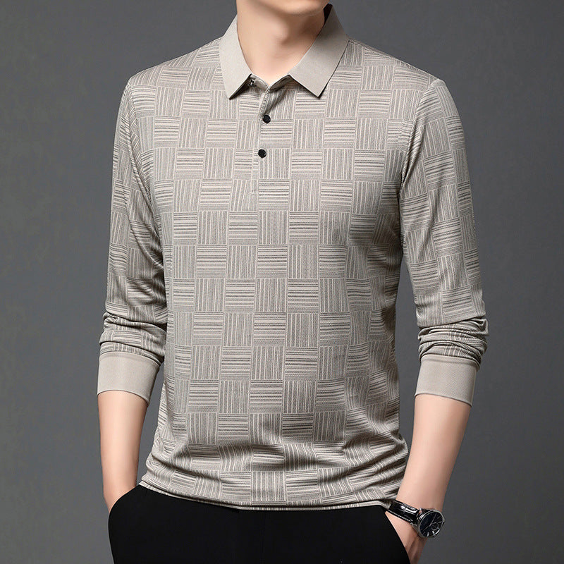 Herren Poloshirt atmungsaktiv mit geometrischem Muster Modern