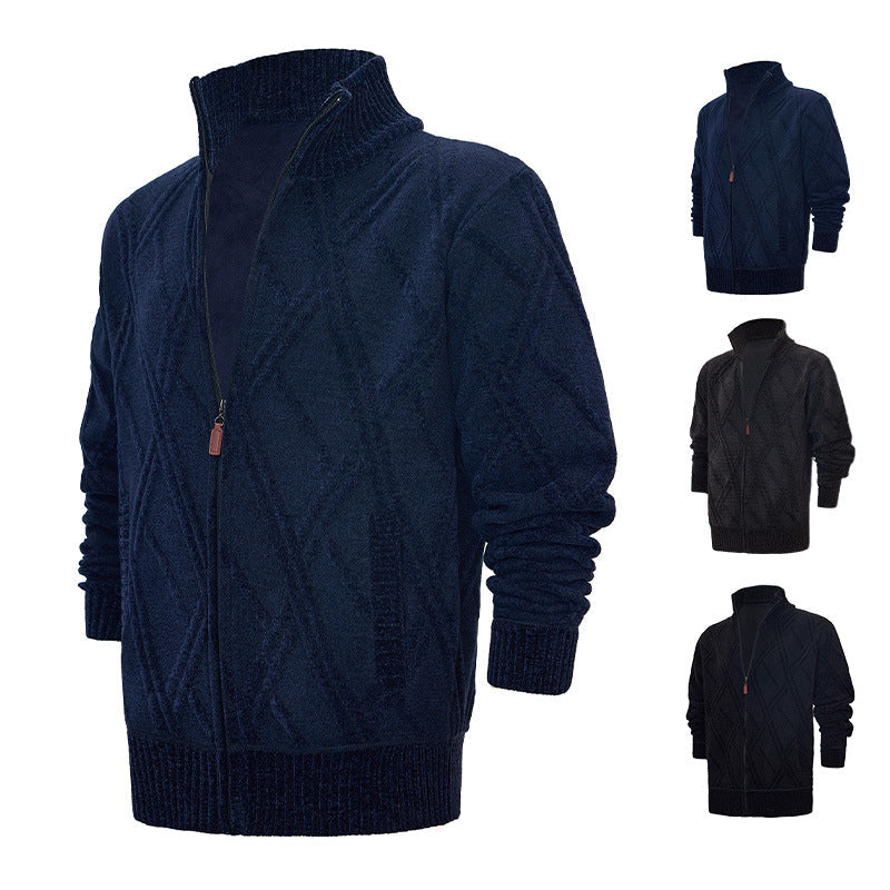 Herren Fleecejacke Hochkragen Strukturiert Warm - BerlinGlamour
