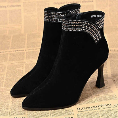 Damen Stiefel Elegante Ankle Boots mit Glitzer Dekor
