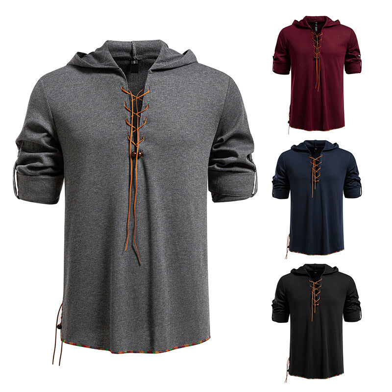 Herren Hoodie Lässig mit Schnürung Modern - BerlinGlamour