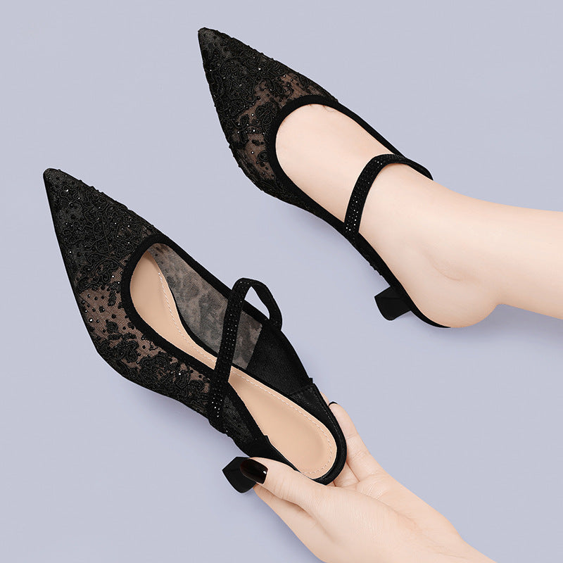 Damen Pumps Elegante Slingback Schuhe mit Spitze Hochhackig - BerlinGlamour
