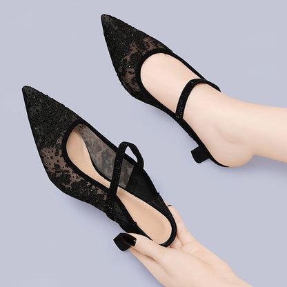 Damen Pumps Elegante Slingback Schuhe mit Spitze Hochhackig - BerlinGlamour