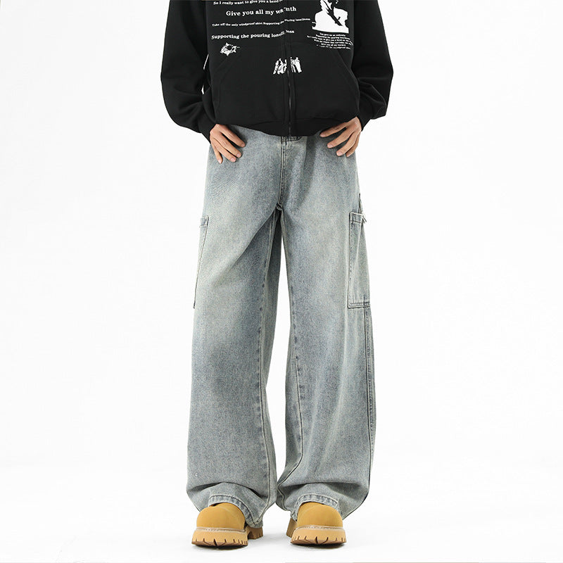 Herren Cargo-Jeans Bequem Weit Geschnitten