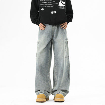 Herren Cargo-Jeans Bequem Weit Geschnitten