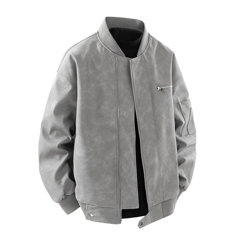 Herren Bomberjacke Elegant Vieltaschig Schwarz