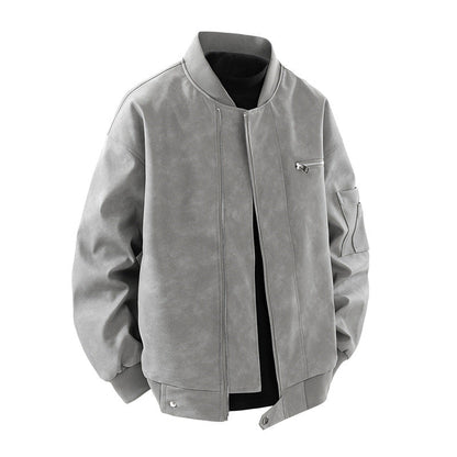 Herren Bomberjacke Elegant Vieltaschig Schwarz
