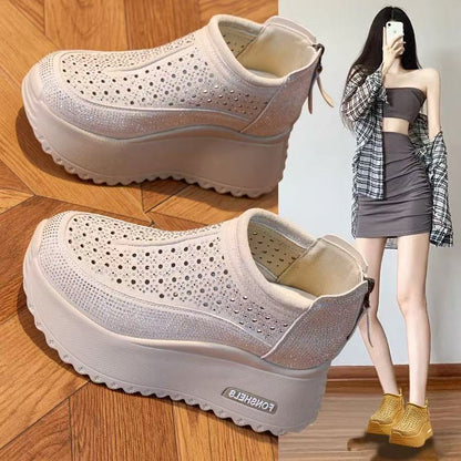 Damen Plateau Sneaker Atmungsaktiv Komfortabel Mode