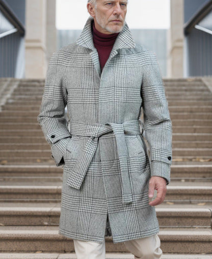 Herren Trenchcoat Modern mit Taschen und Slim Fit