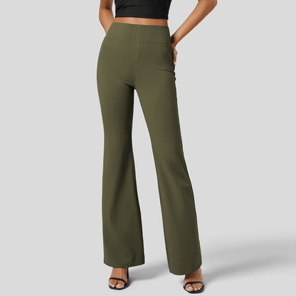 Damen Hohe Schlaghose Elastischer Bund Figurschmeichelnd Slim Fit