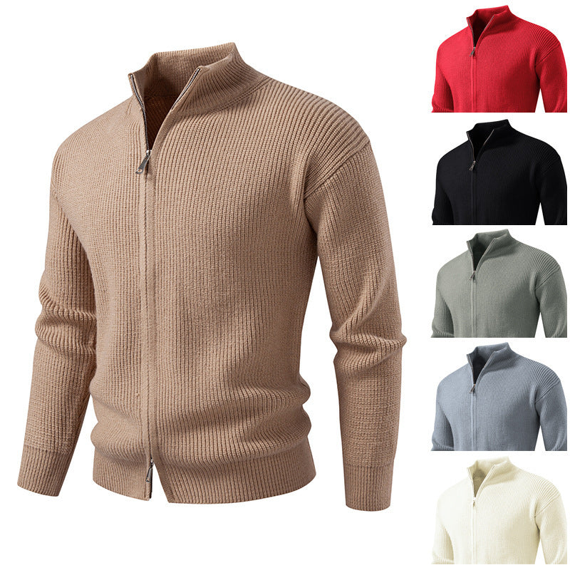Herren Strickjacke Hochkragen Reißverschluss Modern - BerlinGlamour