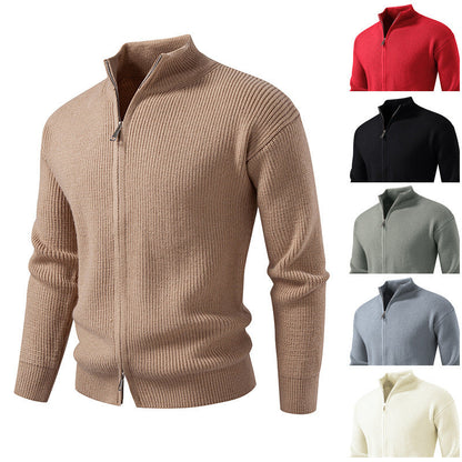 Herren Strickjacke Hochkragen Reißverschluss Modern - BerlinGlamour