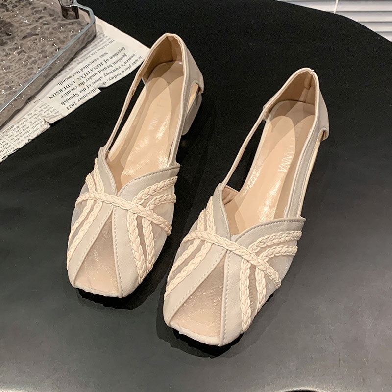 Damen Slipper Elegante Transparent Geflochtene Optik