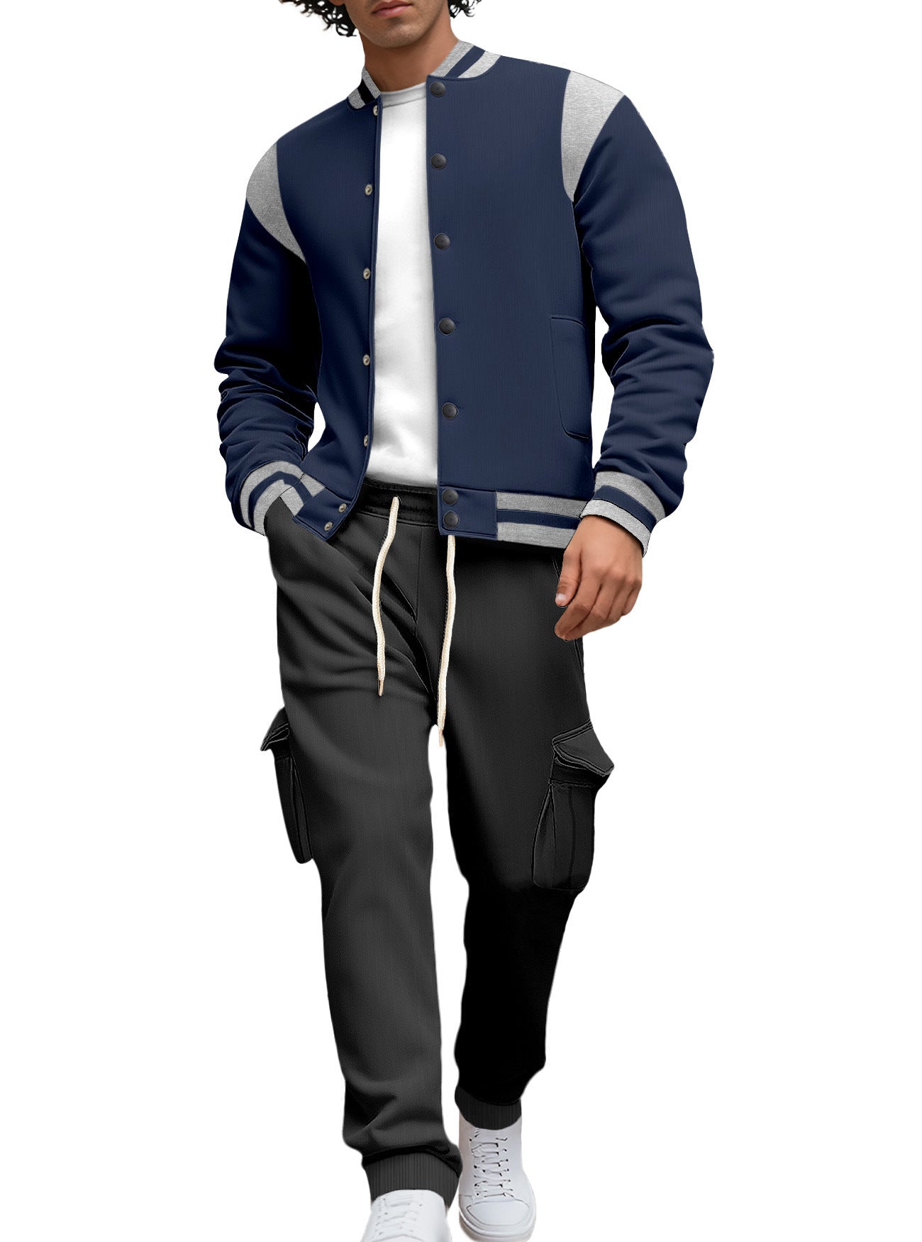 Herren Lederjacke Asymmetrisch Modern mit Nieten