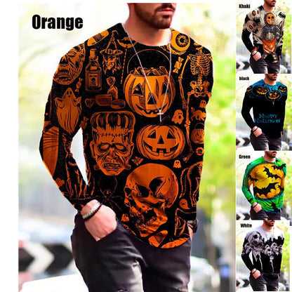 Herren T-Shirt Langarm Halloween Druck Berlin Style - BerlinGlamour