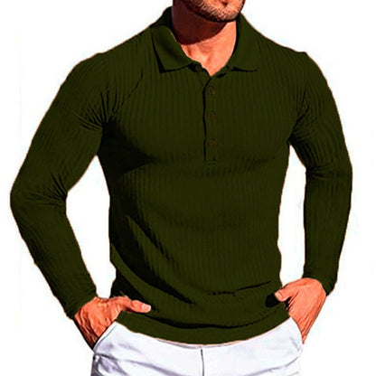 Herren Poloshirt Langarm Strukturiert Elegantes Design
