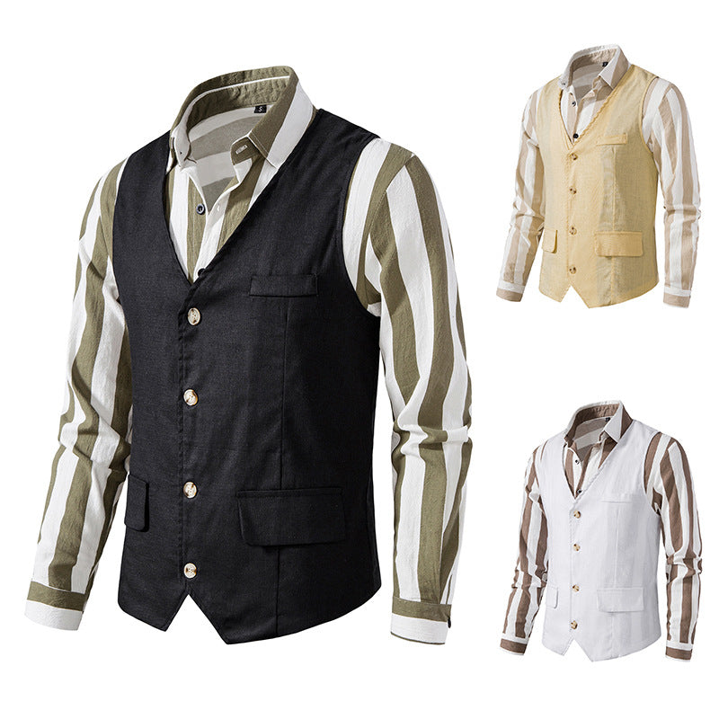 Herren elegante Leinenweste mit praktischen Taschen und hochwertiger Verarbeitung BerlinGlamour