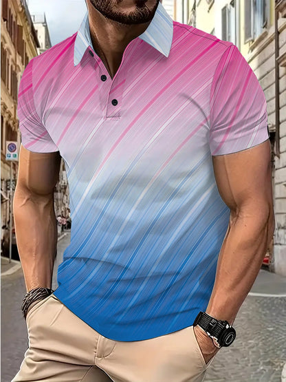 Herren Poloshirt Kurzarm Modern Farbverlauf Trendig