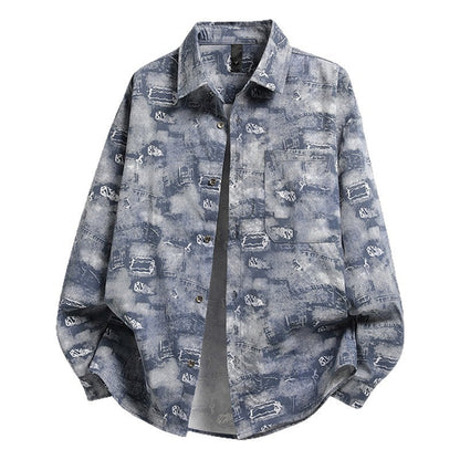 Herren Overshirt Jacke Graffiti Muster Trendy Casual