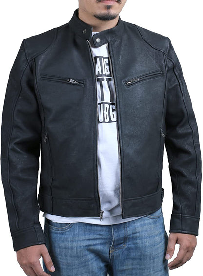 Lederjacke Herren Bikerstyle mit Reißverschluss