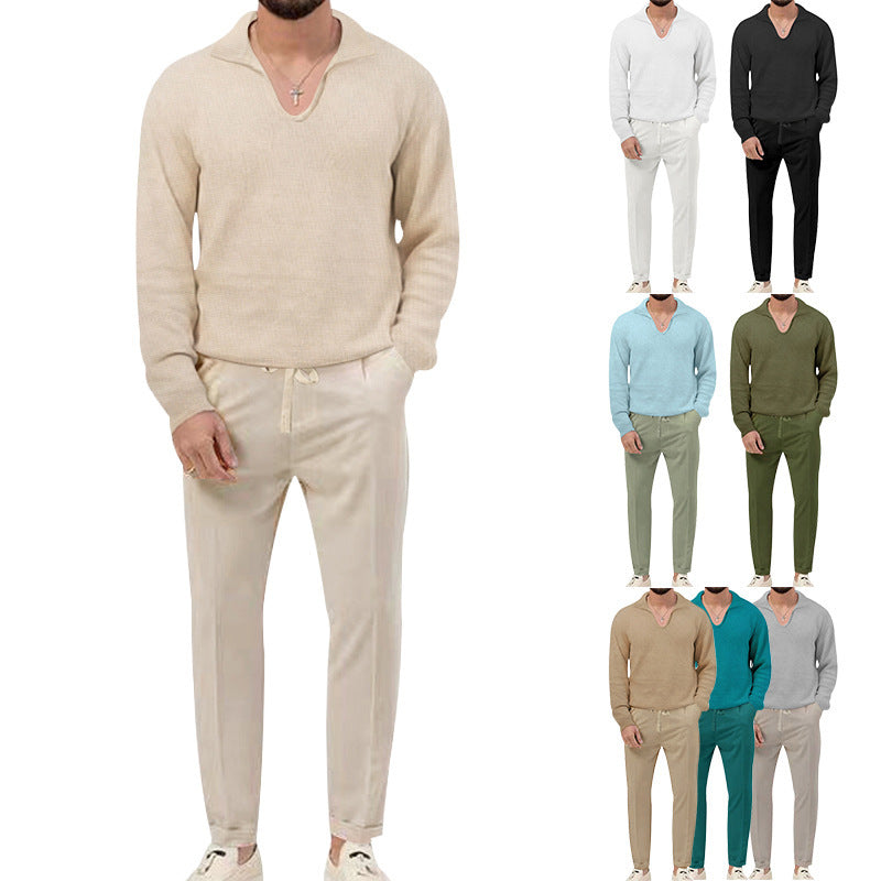 Herren Pullover V-Ausschnitt mit eleganten Hosen