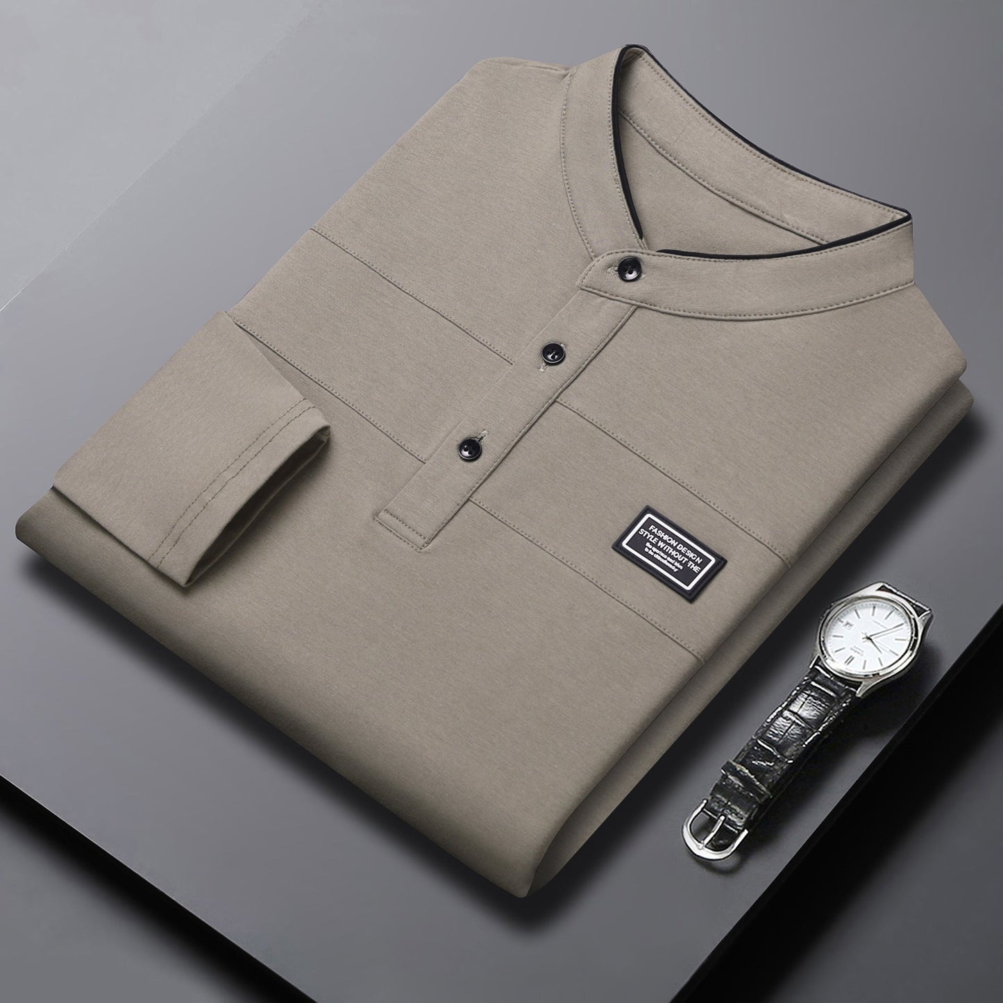 Elegantes Herren Polohemd Langarm Moderner Kragen Slimfit - BerlinGlamour