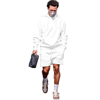 Herren Sportset Hoodie Shorts atmungsaktiv mit Taschen