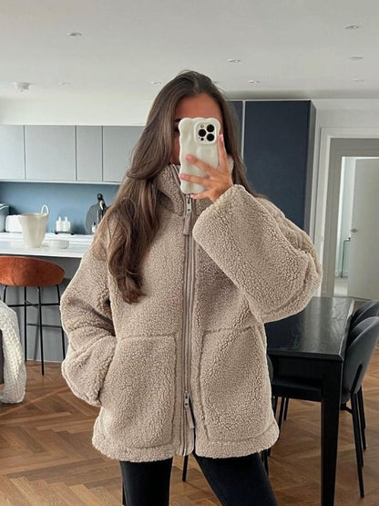 Große Fleecejacke Damen Oversized Warm