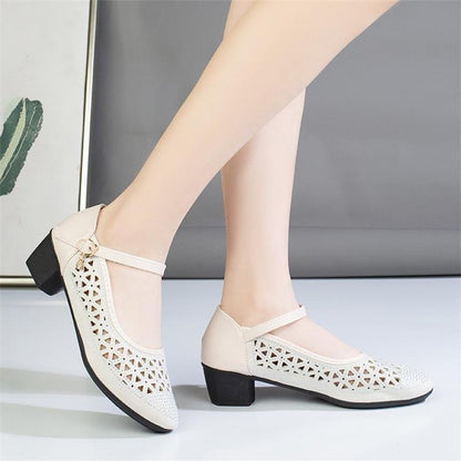 Damen Ballerinas Elegante Spitze Bequem Blockabsatz