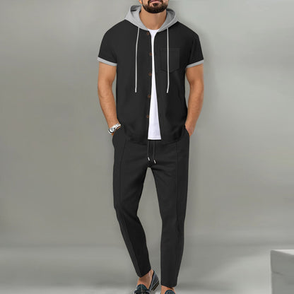 Herren Set Hemd Hose mit Kapuze Modern Berlin Style