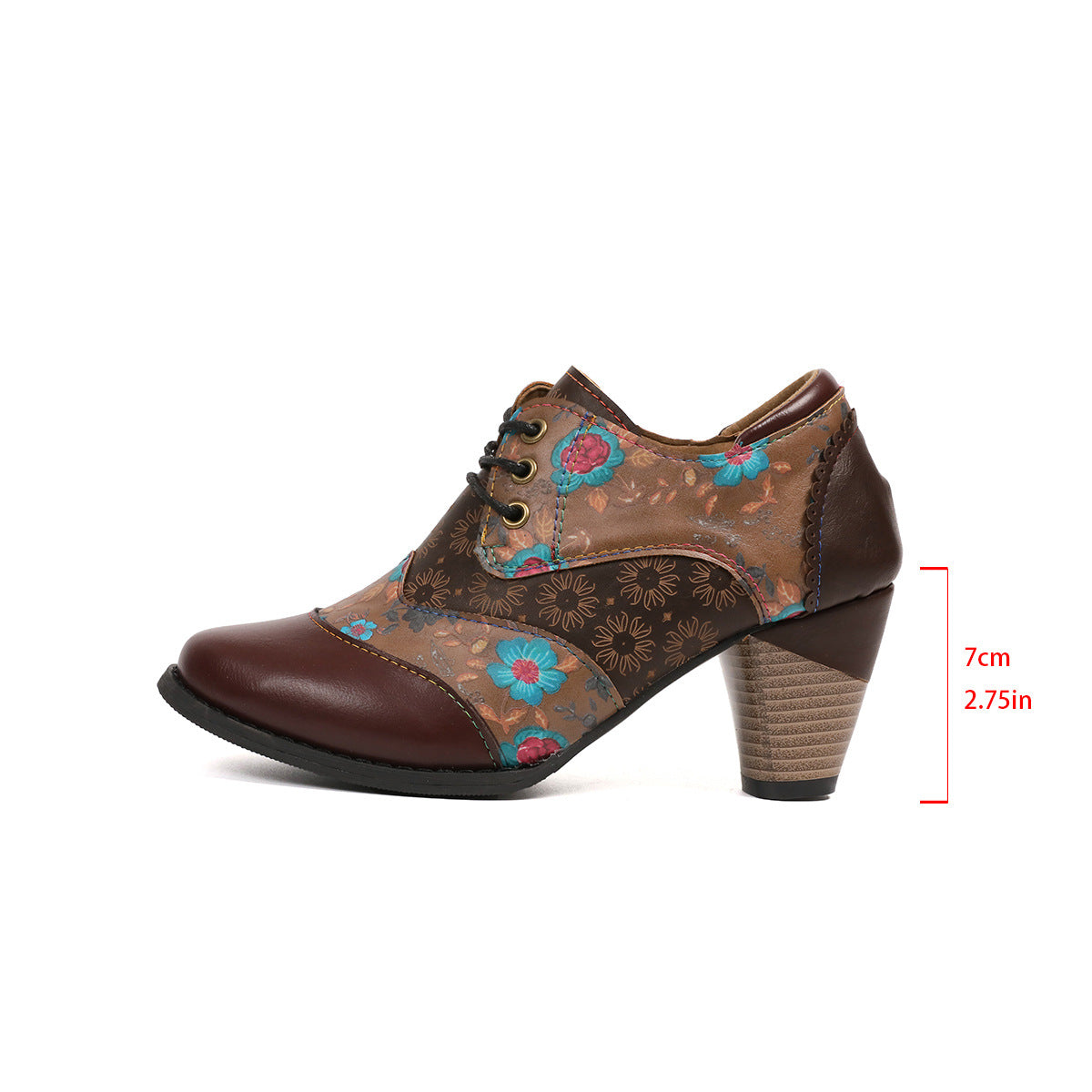Damen Stiefeletten Blumenmuster Komfort Blockabsatz