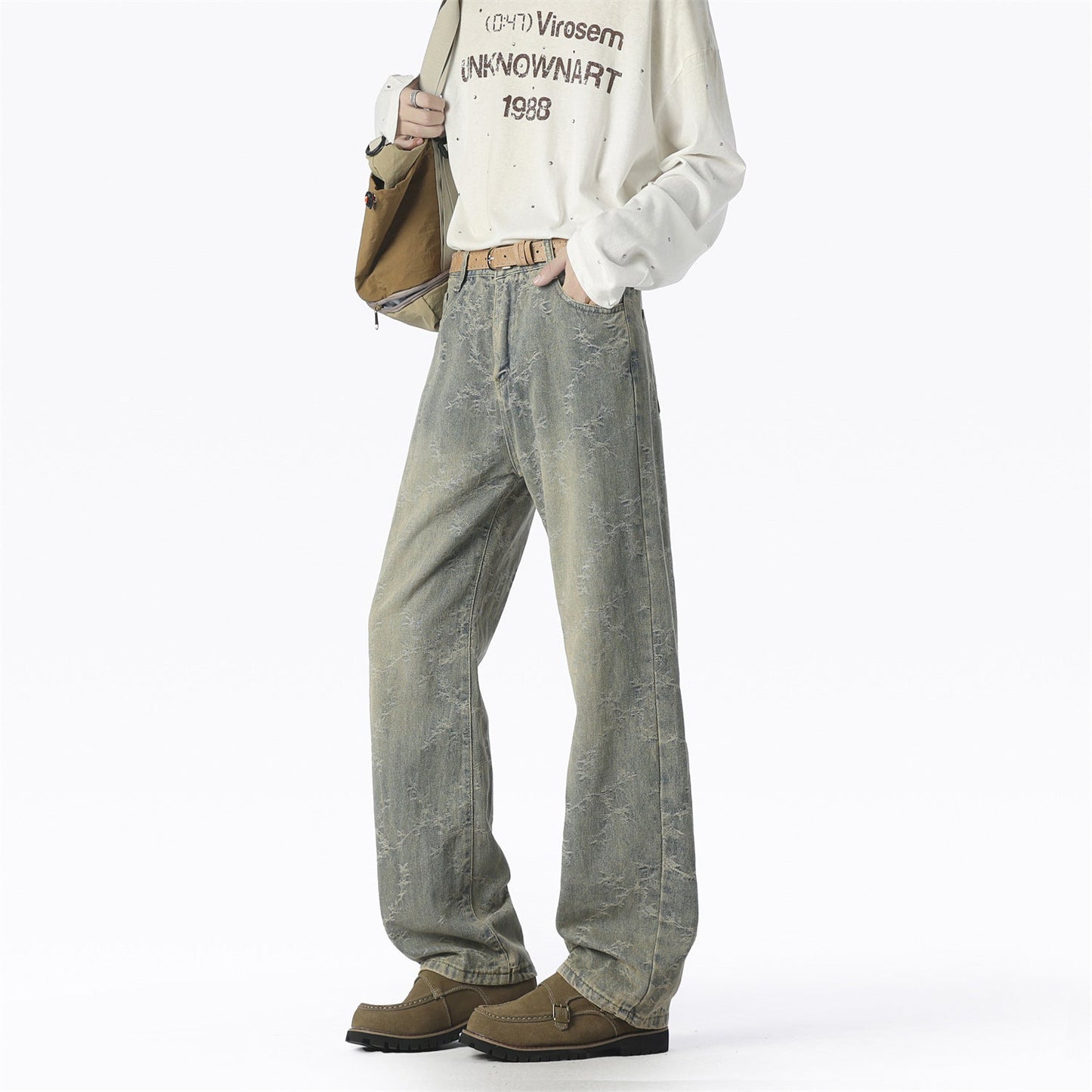 Herren Jeans Weite Bequem Mit Einzigartigem Muster