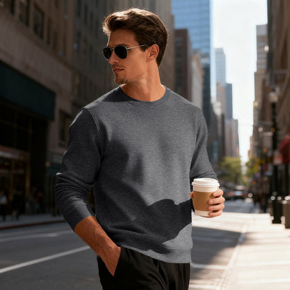 Herren Pullover Sportlich Rundhals Grau