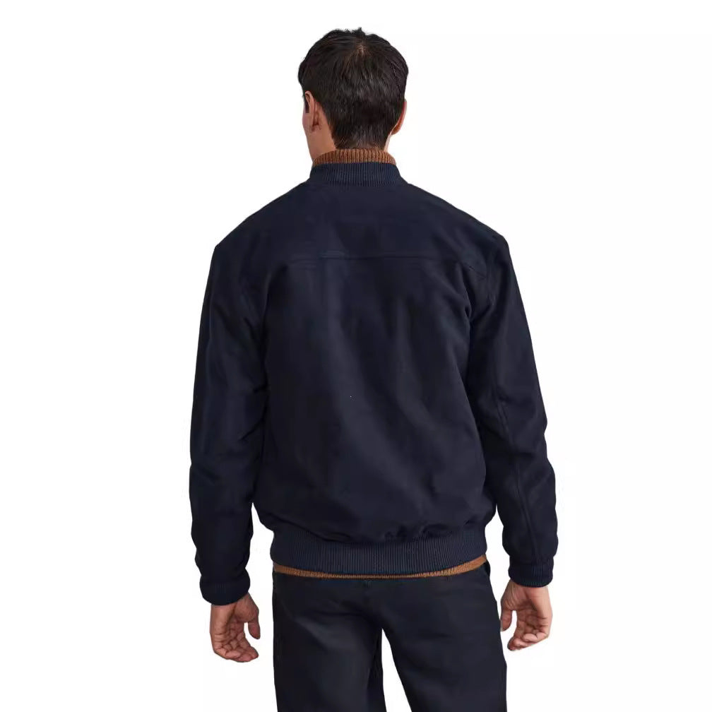 Herren Bomberjacke Leder Modern Mit Taschen
